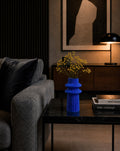 Mod Blue Ribbed Rocket Vase