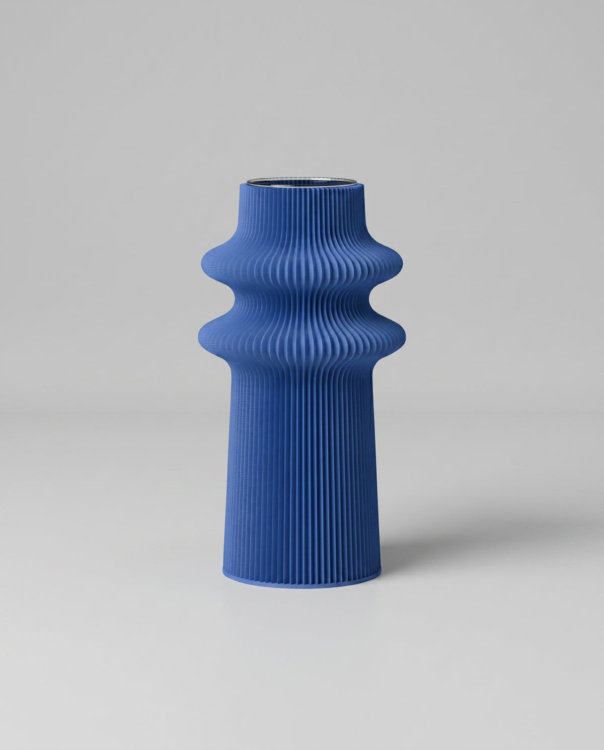 Mod Blue Ribbed Rocket Vase