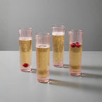 Ribbed Glass Pink Champagne Glasses (set of 4)