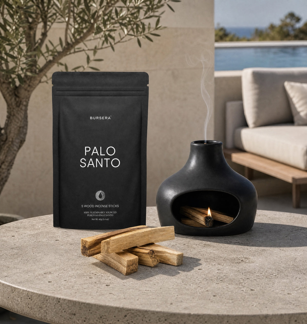 Ceramic Chimney + Palo Santo Set