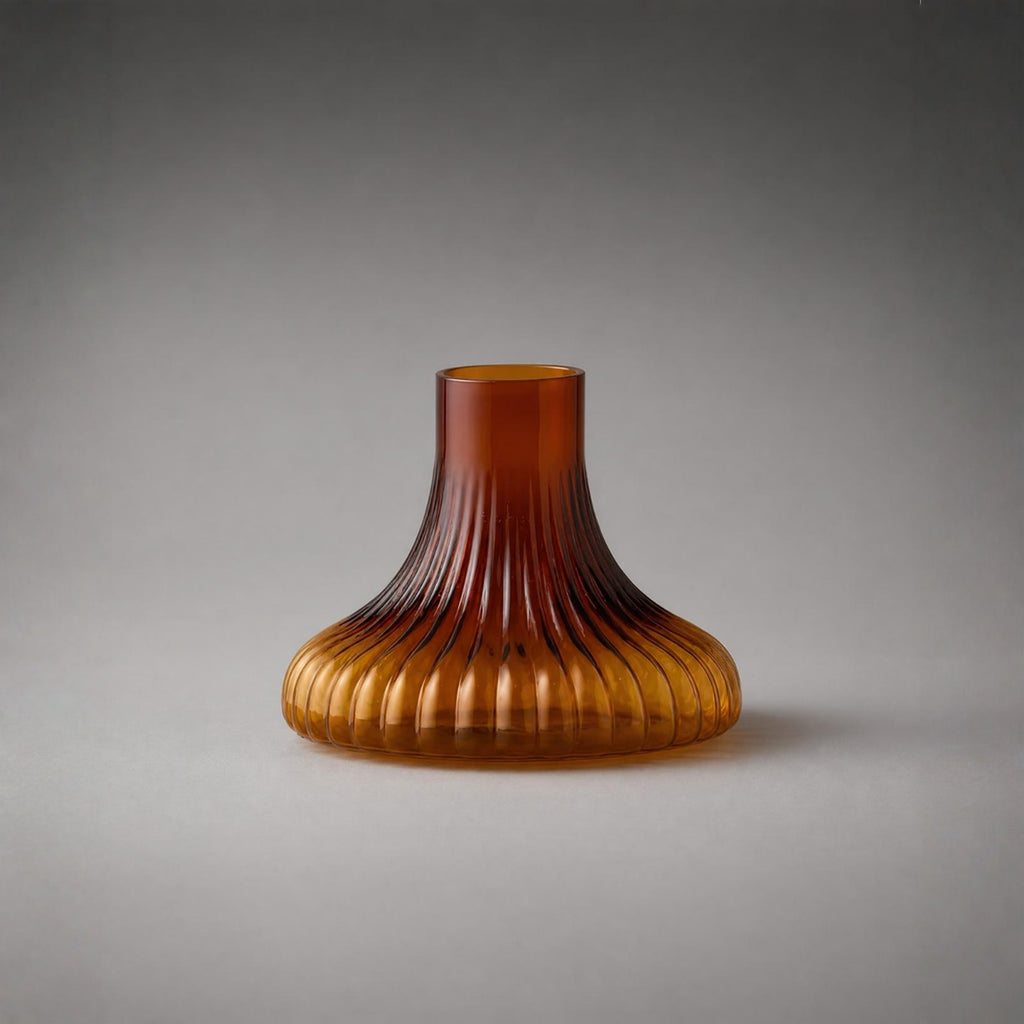 Narrow Amber Ripple Vase