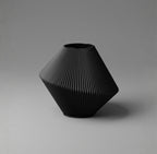 Mod Black Ribbed Geo Vase