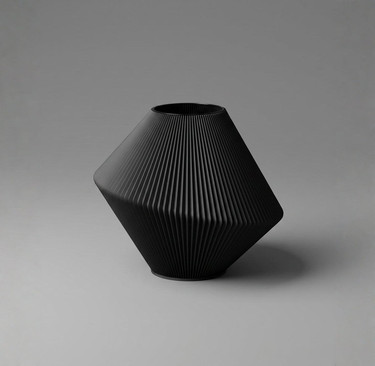 Mod Black Ribbed Geo Vase