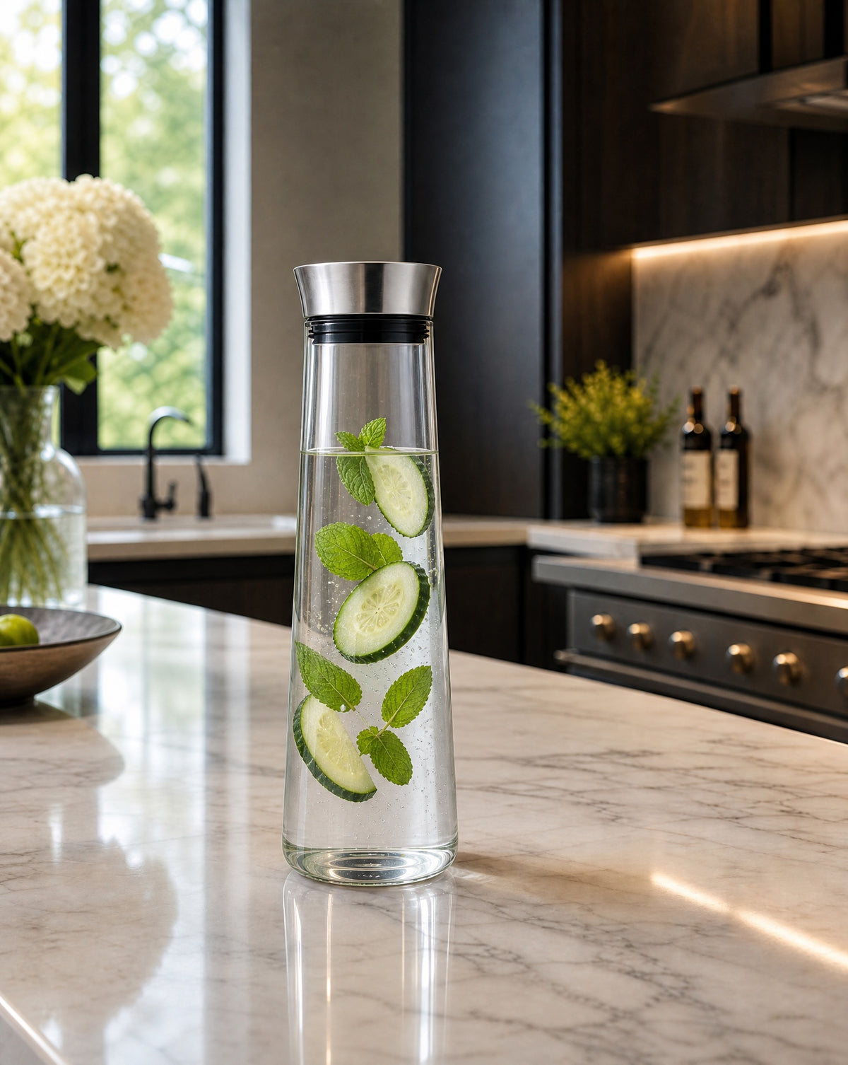 Glass and Stainless Water Carafe