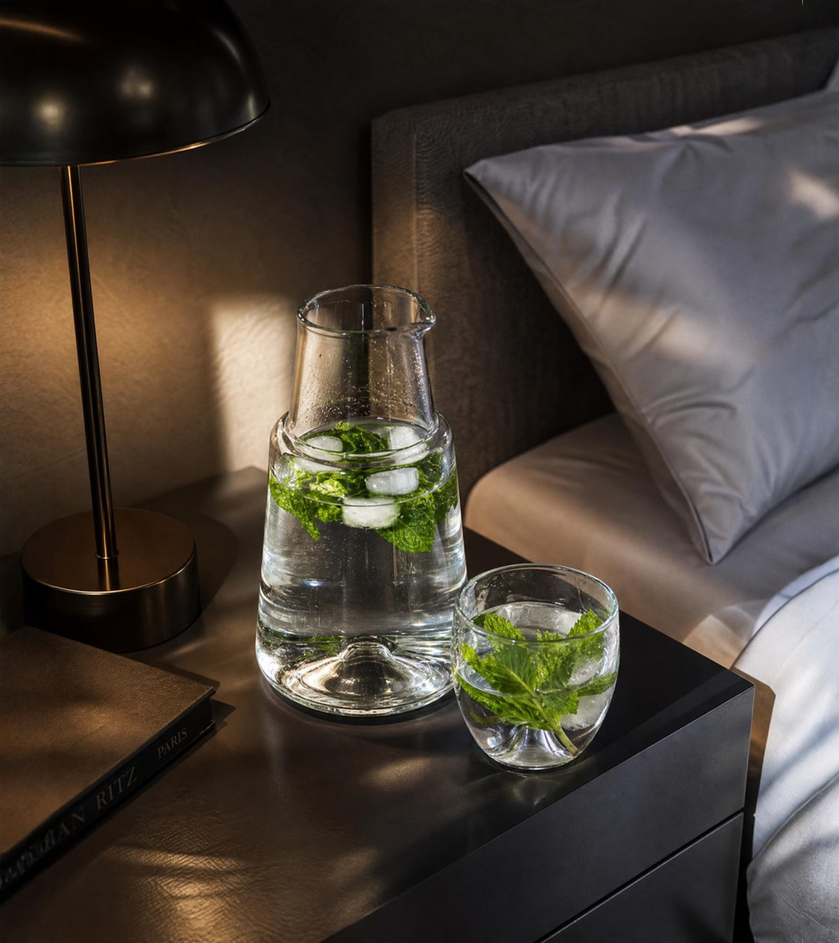 Pebbled Glass Bedside Carafe