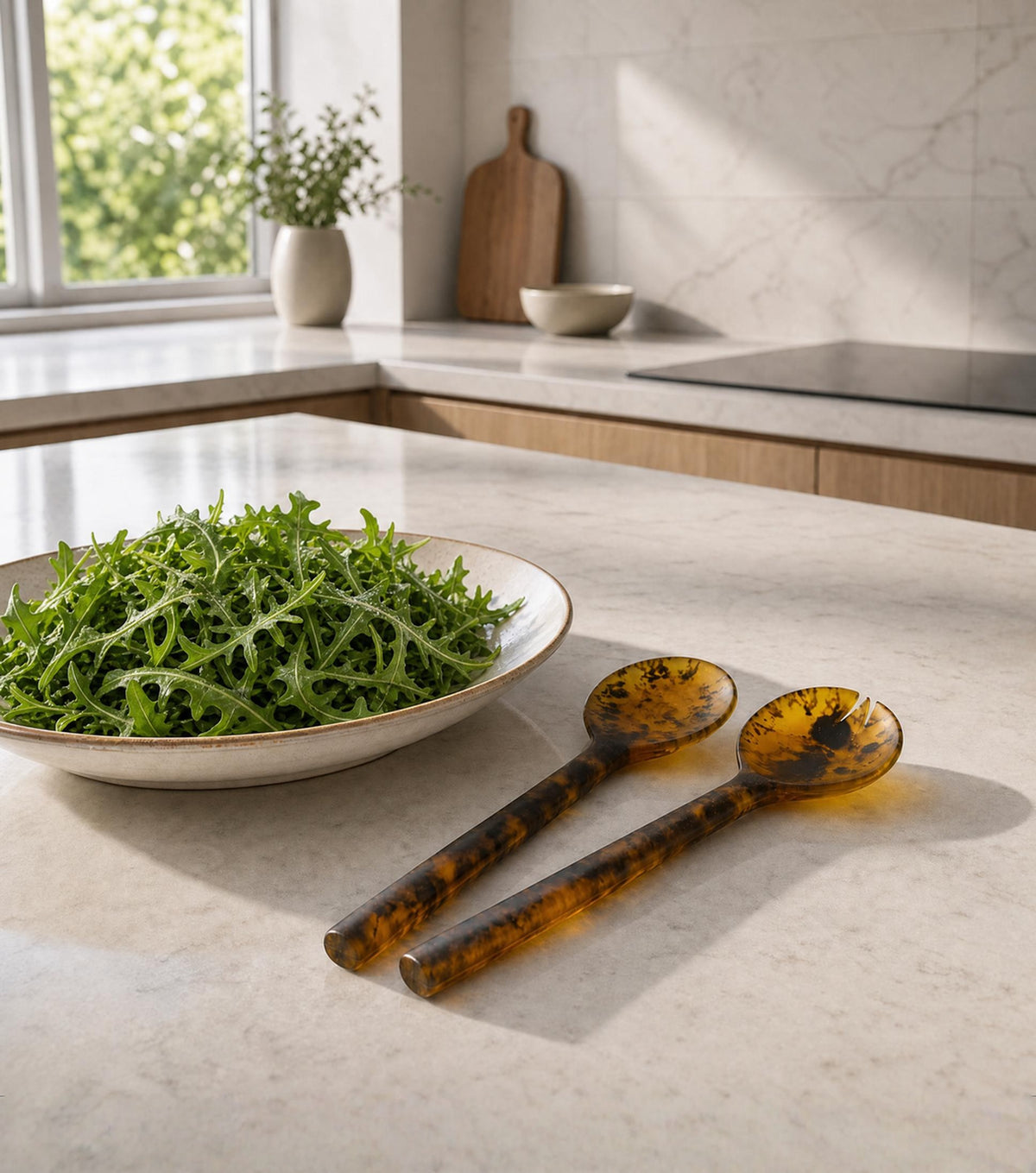 Matte Tortoise Salad Servers